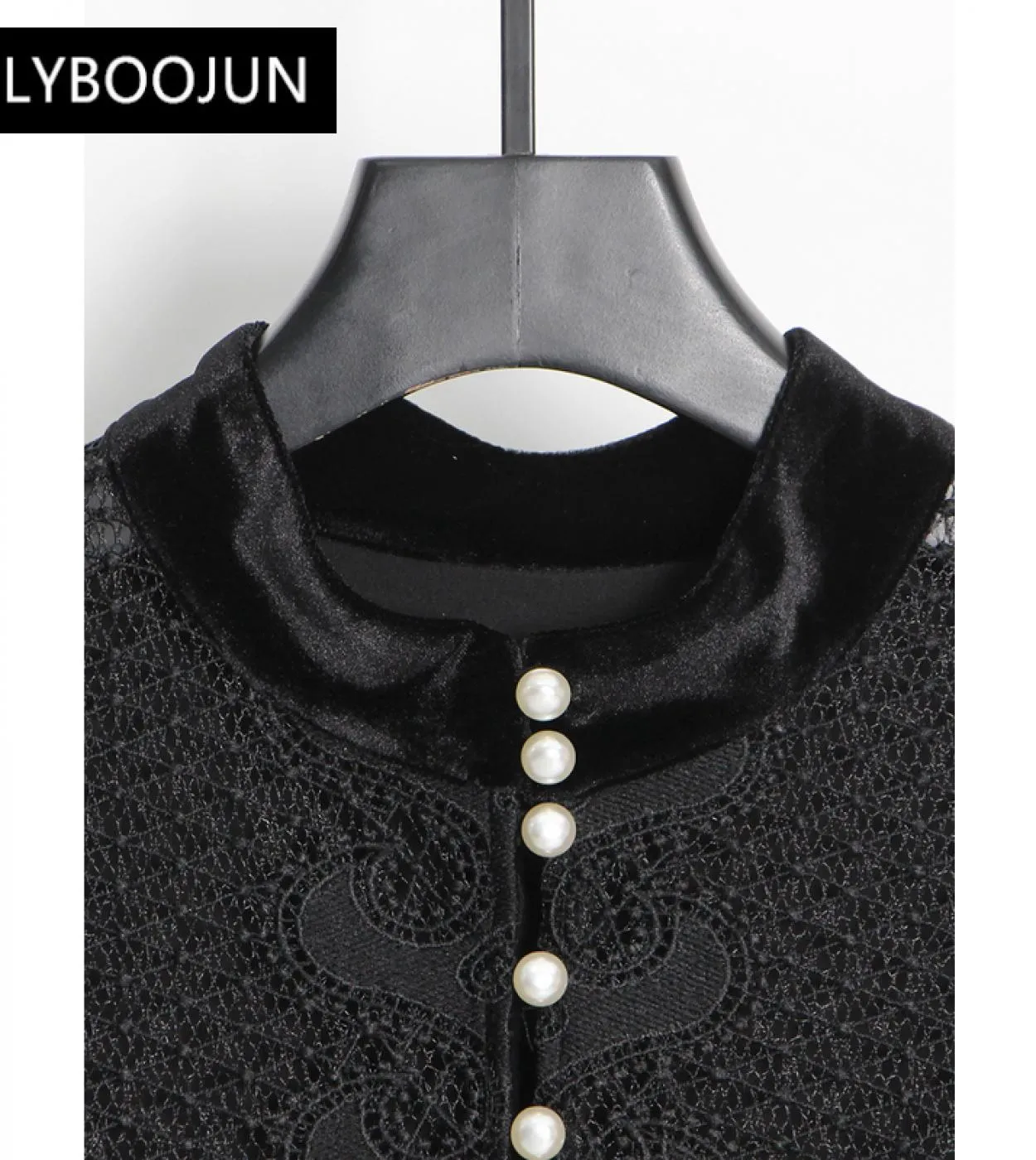 Abiti da donna di alta qualità di lusso Abiti in velluto nero Abiti da donna in velluto nero in pizzo
