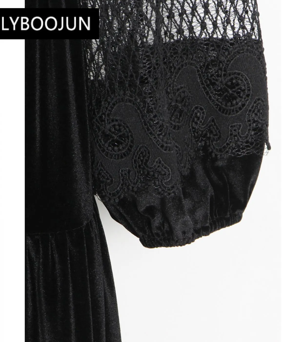 Abiti da donna di alta qualità di lusso Abiti in velluto nero Abiti da donna in velluto nero in pizzo