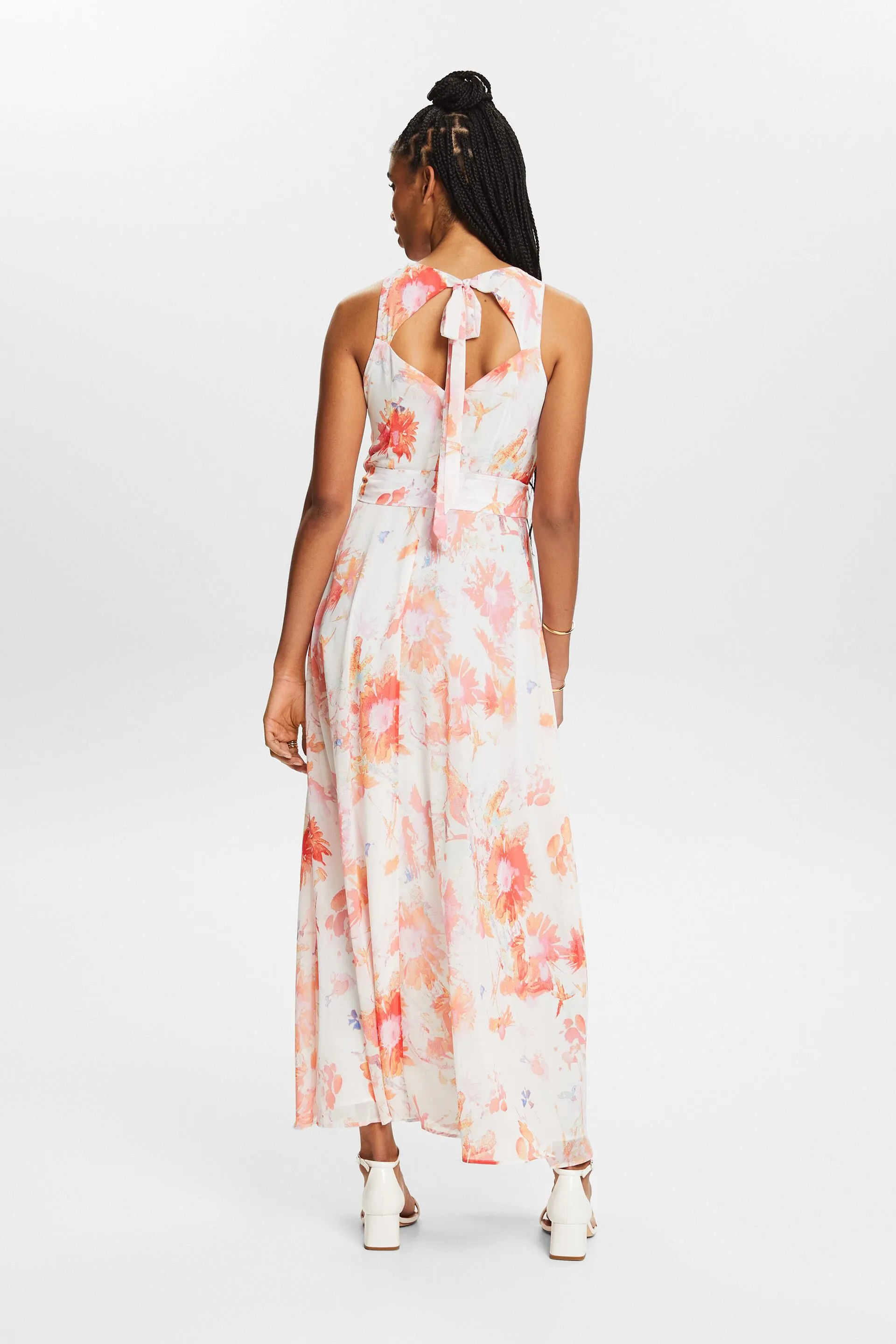 Abito midi in chiffon stampato