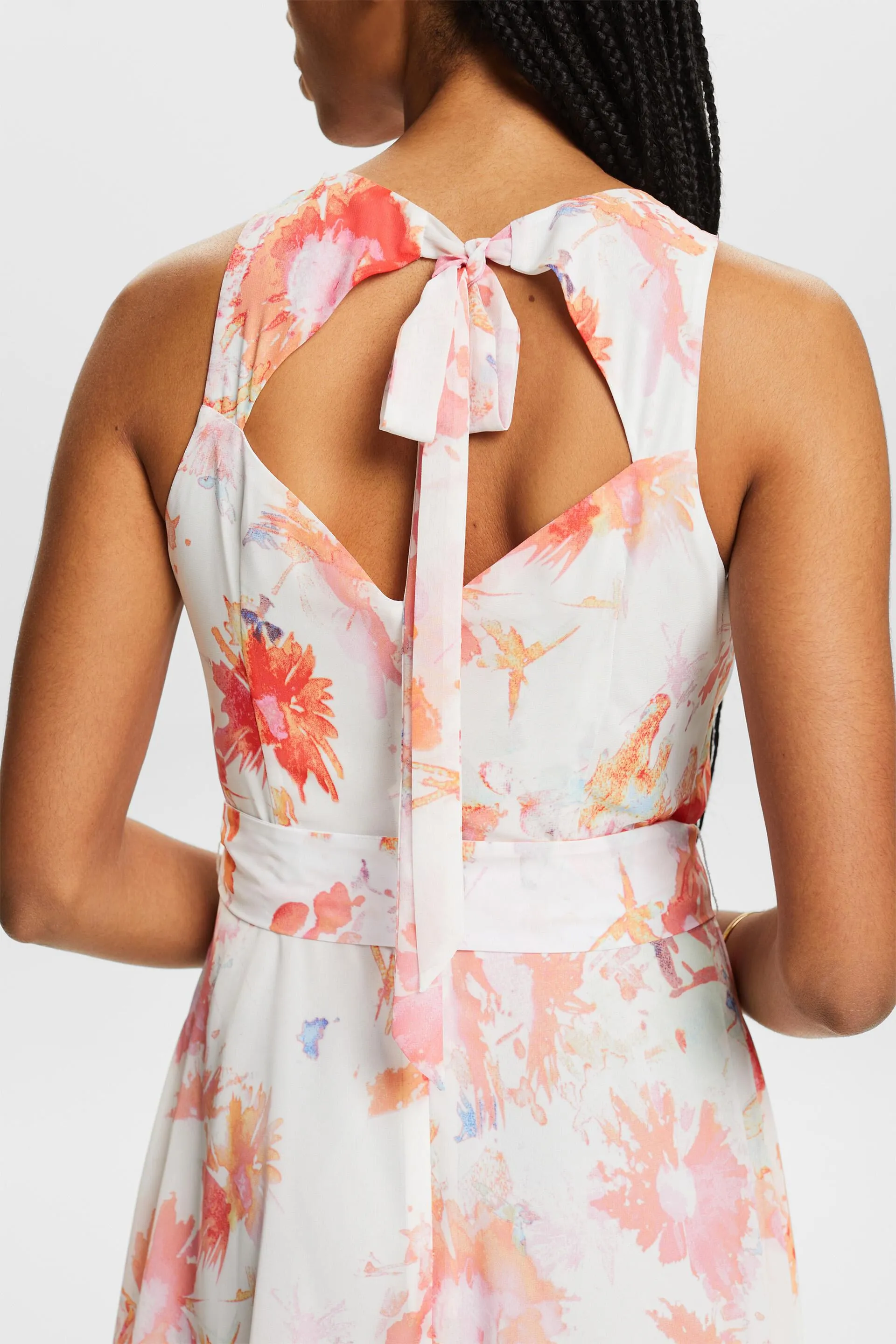 Abito midi in chiffon stampato