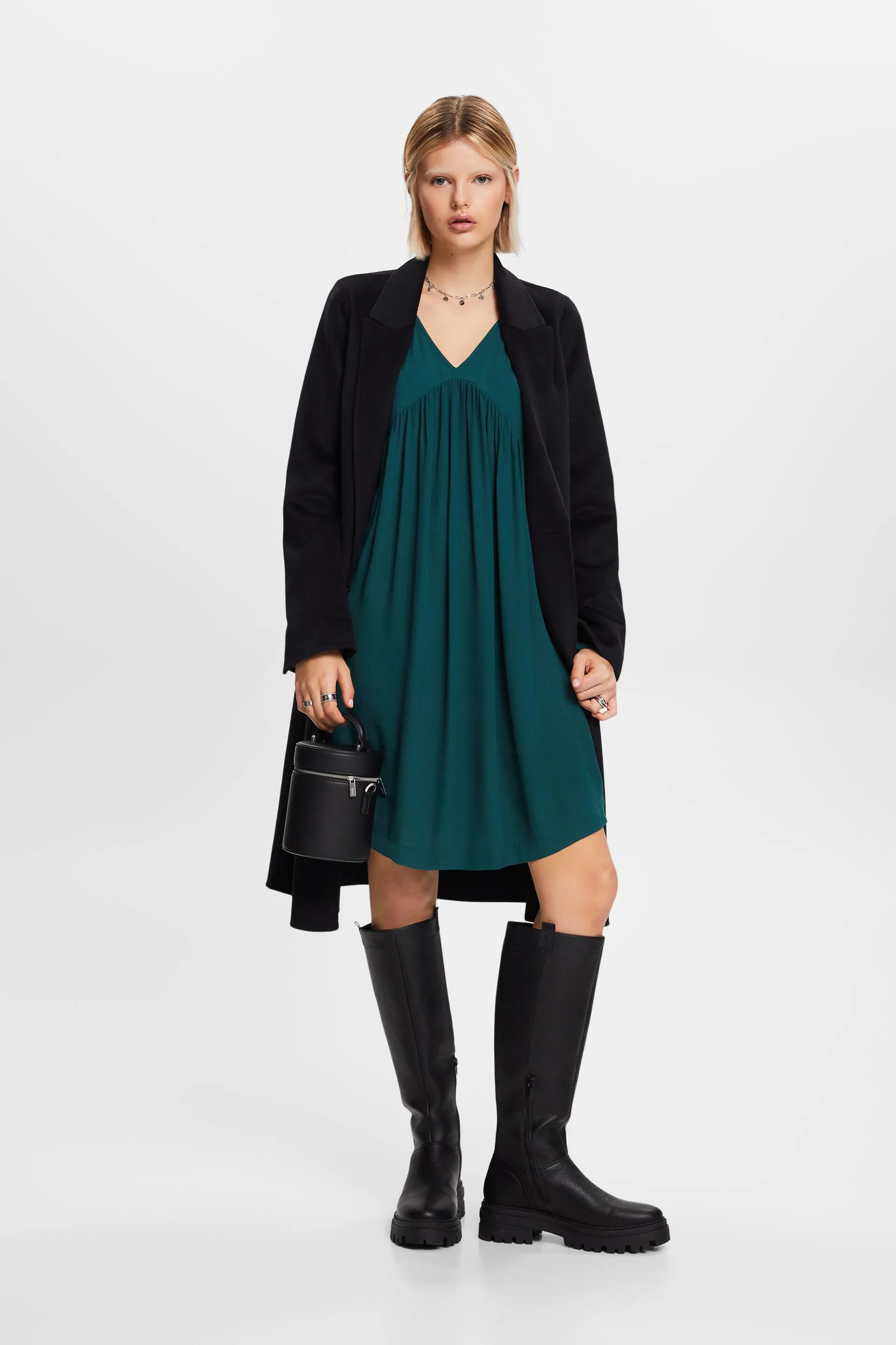 Abito mini in chiffon stropicciato