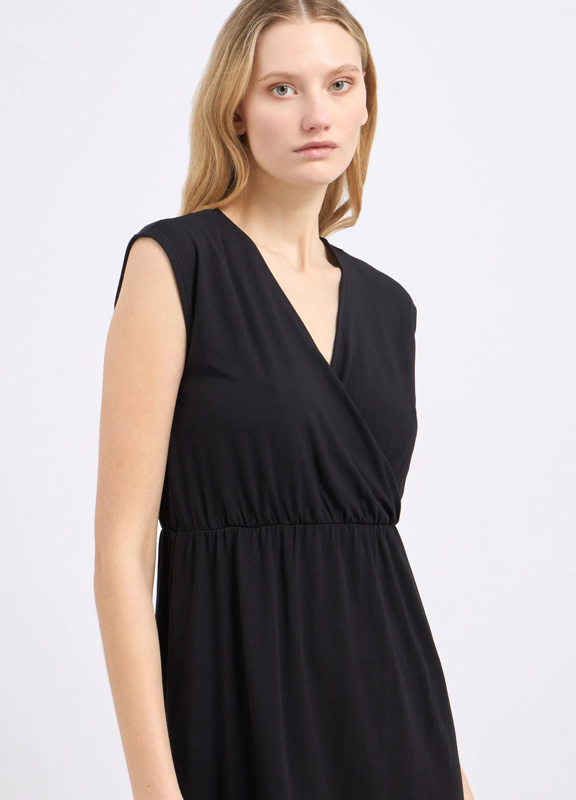 Abito smanicato in cotone stretch