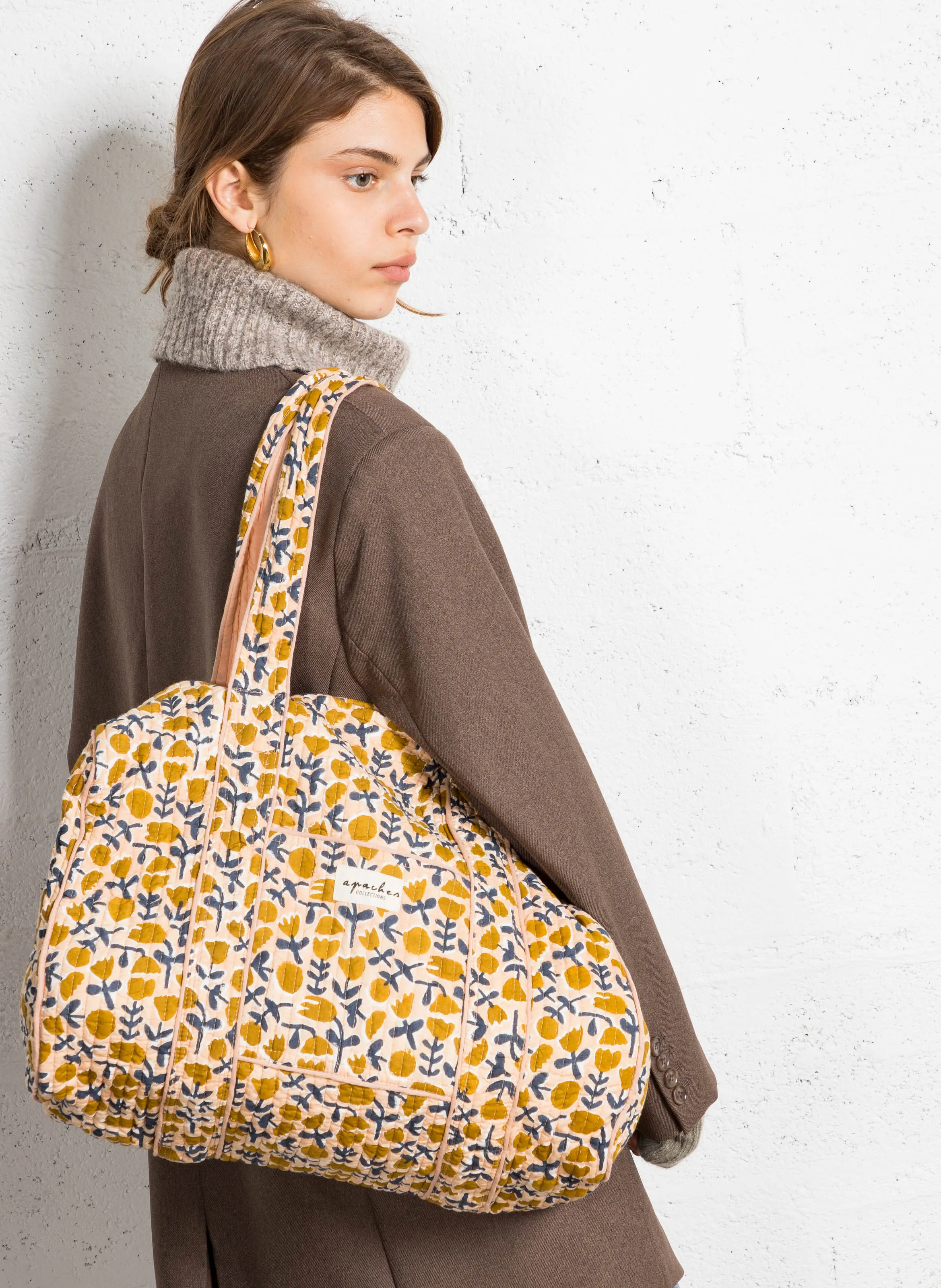  APACHES COLLECTIONS   BUDDHA - Borsa floreale in cotone | Beige