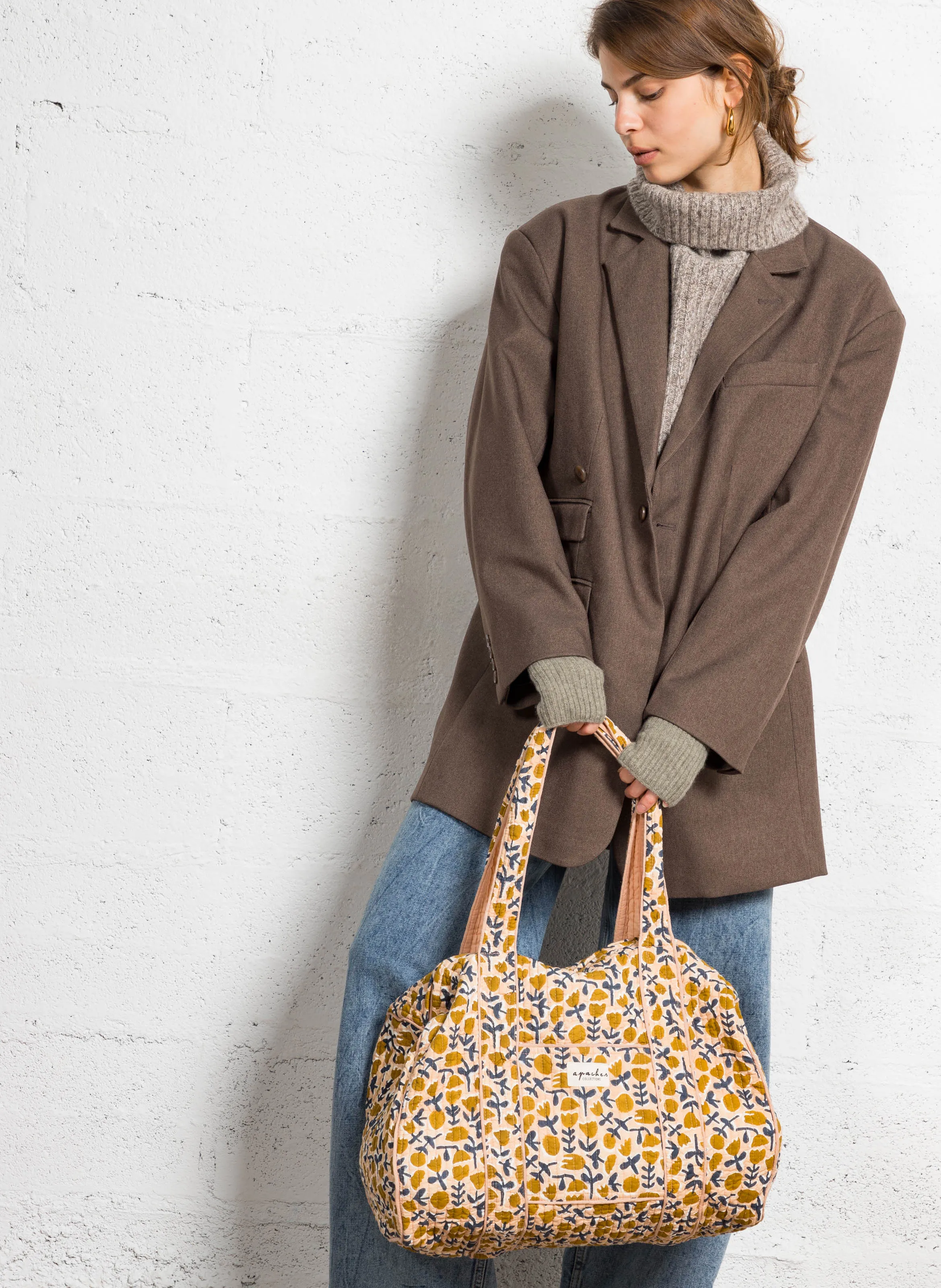  APACHES COLLECTIONS   BUDDHA - Borsa floreale in cotone | Beige