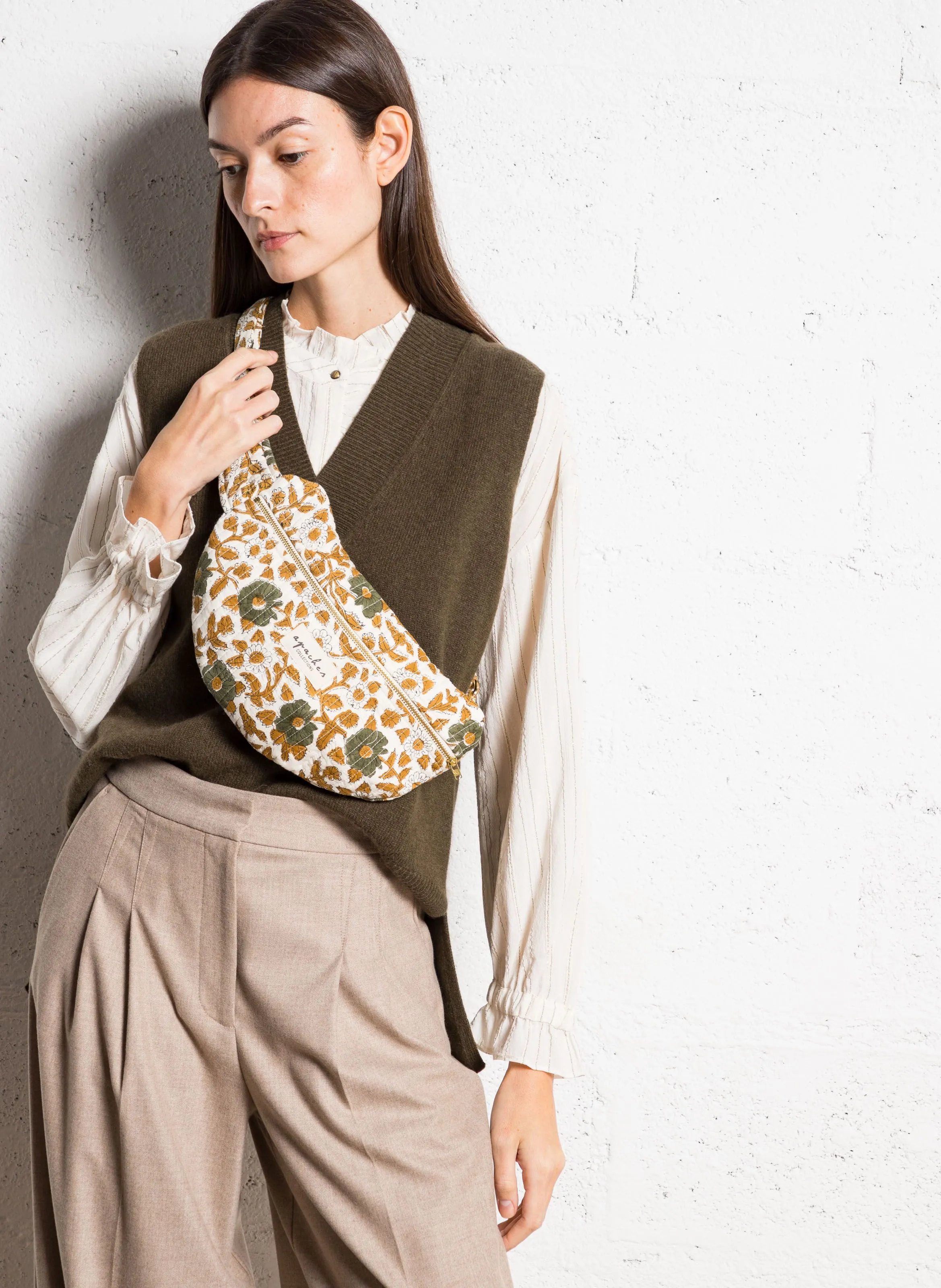  APACHES COLLECTIONS   KELI - Borsa a marsupio stampata in cotone | Beige