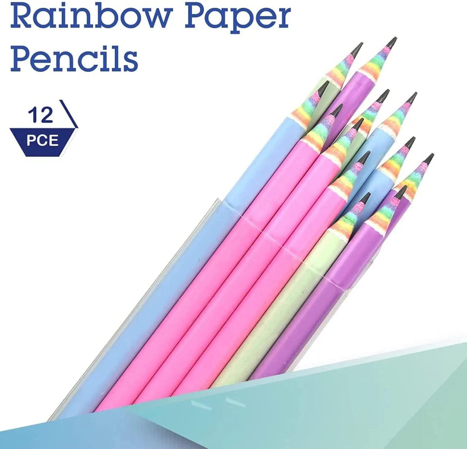 Arcobaleno matita Matite pre-temperate Carta riciclabile Pretagliato per scuole e uffici - durezza HB - Confezione da 12 pezzi