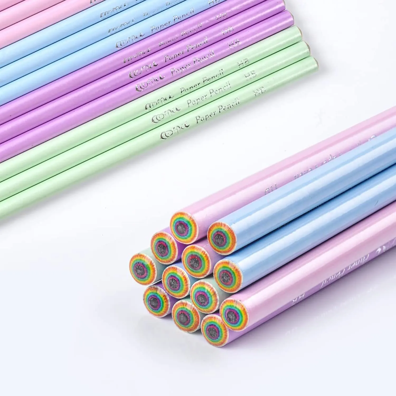 Arcobaleno matita Matite pre-temperate Carta riciclabile Pretagliato per scuole e uffici - durezza HB - Confezione da 12 pezzi