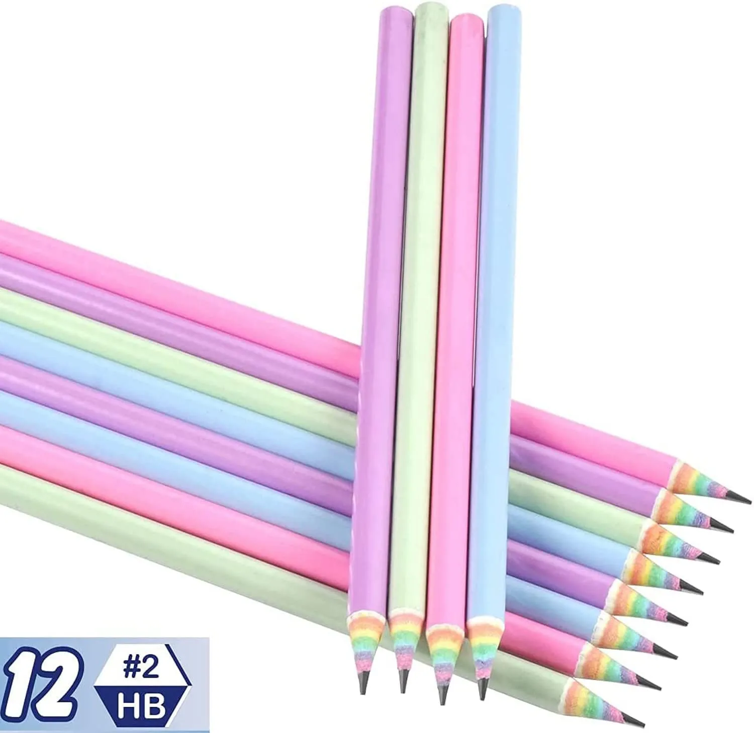 Arcobaleno matita Matite pre-temperate Carta riciclabile Pretagliato per scuole e uffici - durezza HB - Confezione da 12 pezzi