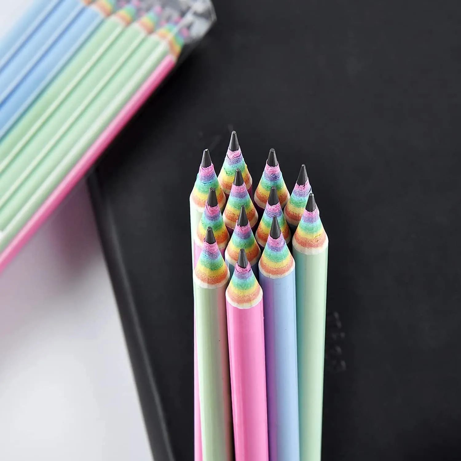 Arcobaleno matita Matite pre-temperate Carta riciclabile Pretagliato per scuole e uffici - durezza HB - Confezione da 12 pezzi