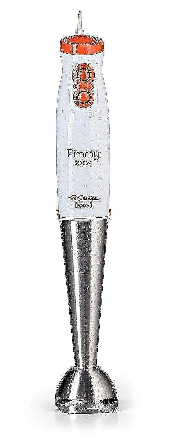 Ariete 881 Pimmy 200 W, Frullatore a Immersione, 200 W, 2 Velocità, Lama in Acciaio inox, Gancio in Gomma in Dotazione, Bianco/A