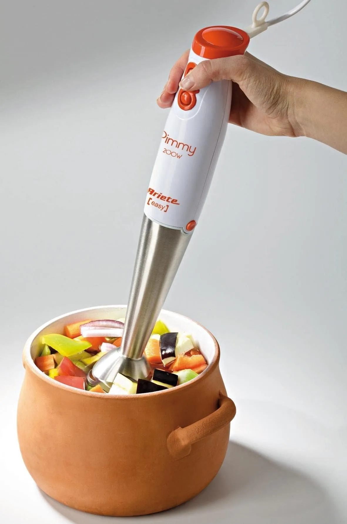 Ariete 881 Pimmy 200 W, Frullatore a Immersione, 200 W, 2 Velocità, Lama in Acciaio inox, Gancio in Gomma in Dotazione, Bianco/A