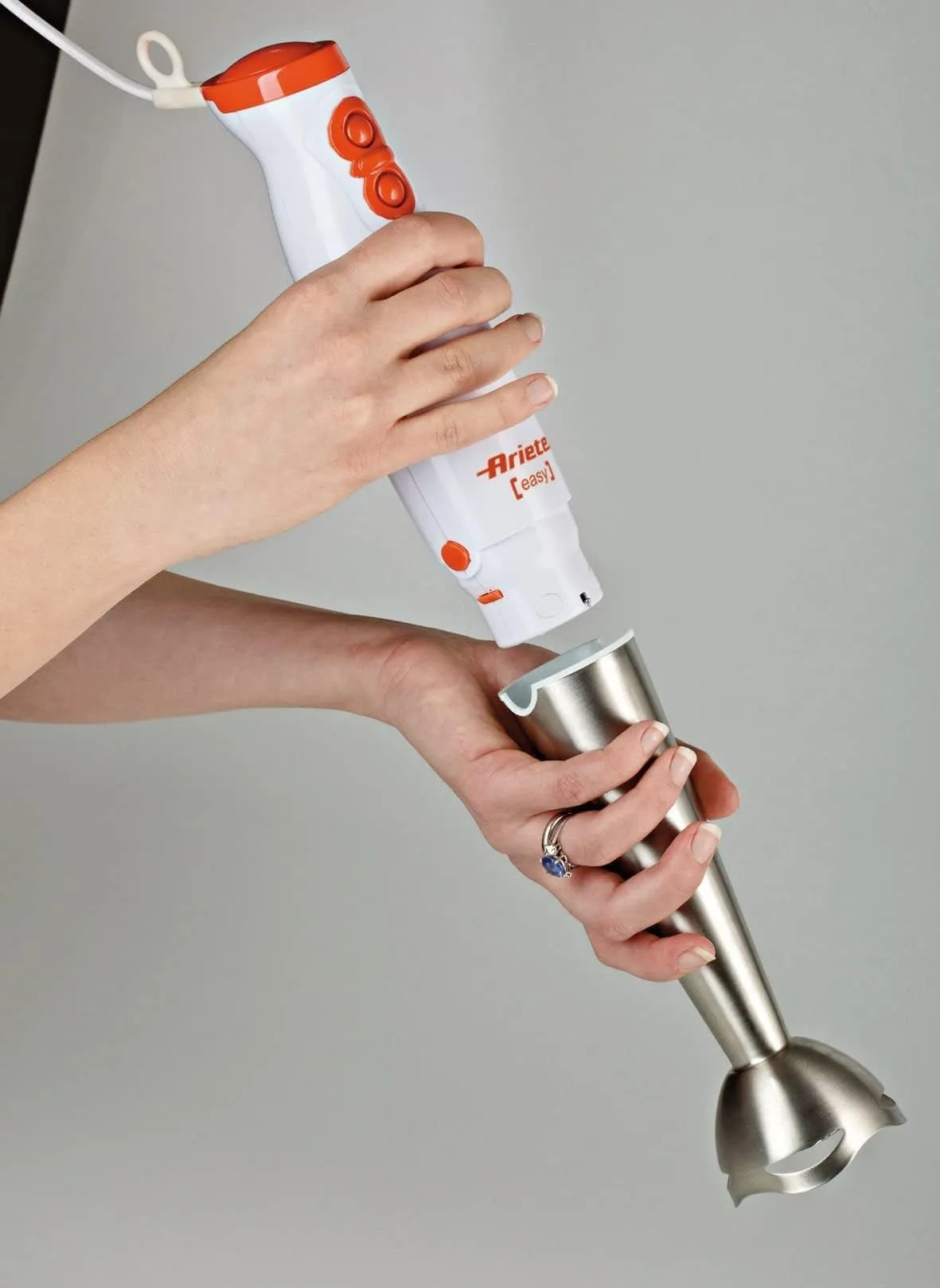 Ariete 881 Pimmy 200 W, Frullatore a Immersione, 200 W, 2 Velocità, Lama in Acciaio inox, Gancio in Gomma in Dotazione, Bianco/A