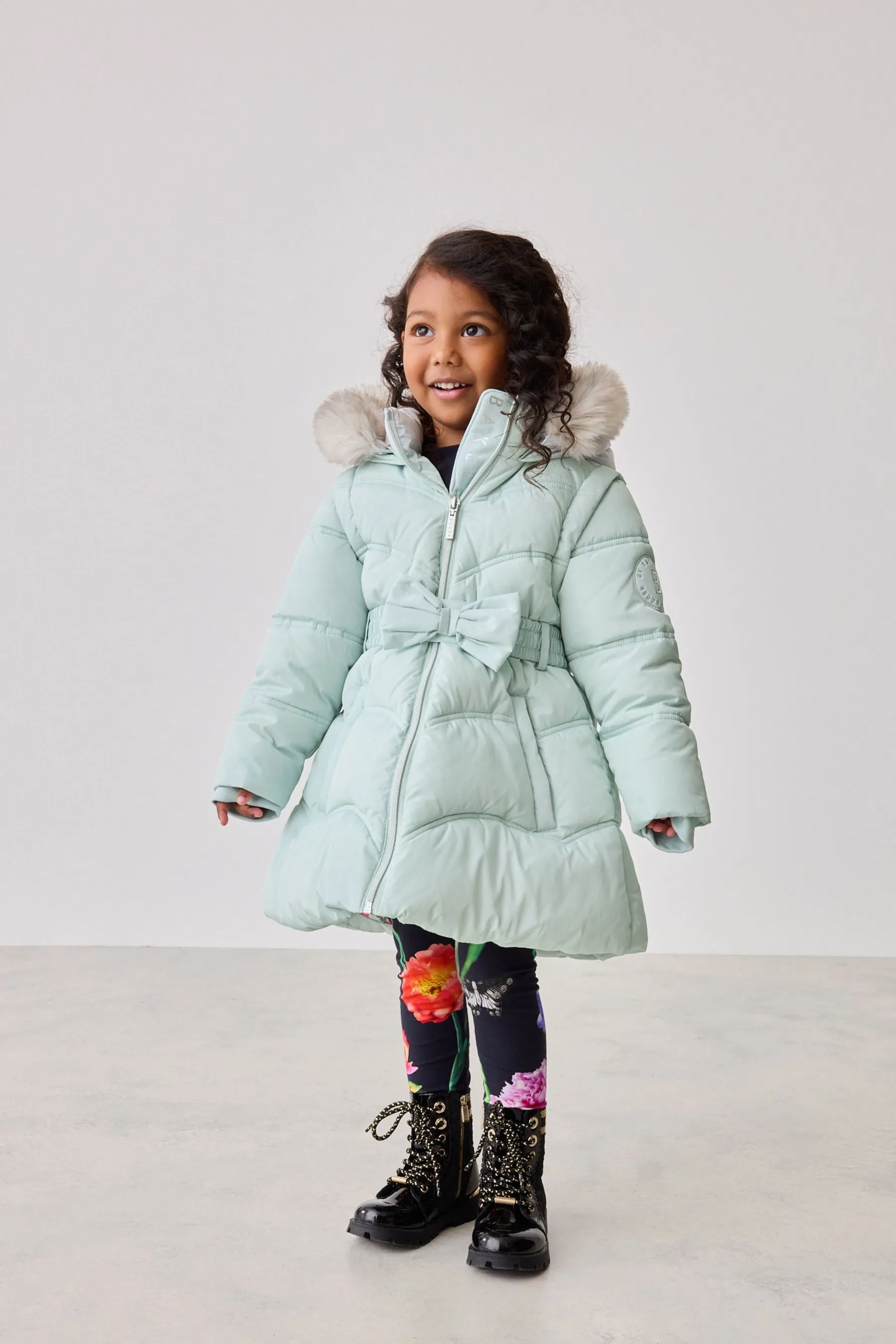 Baker by Ted Baker Antipioggia Rosa Farfallino Cappotto Imbottito con Cintura    