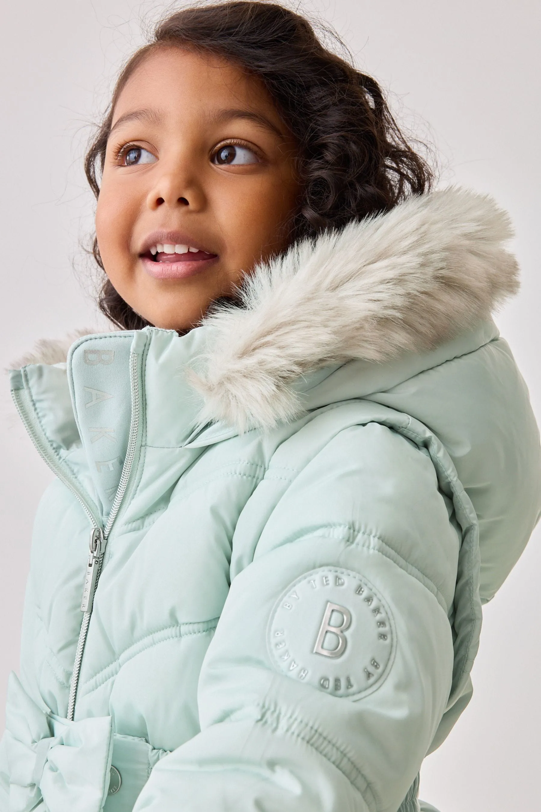 Baker by Ted Baker Antipioggia Rosa Farfallino Cappotto Imbottito con Cintura    