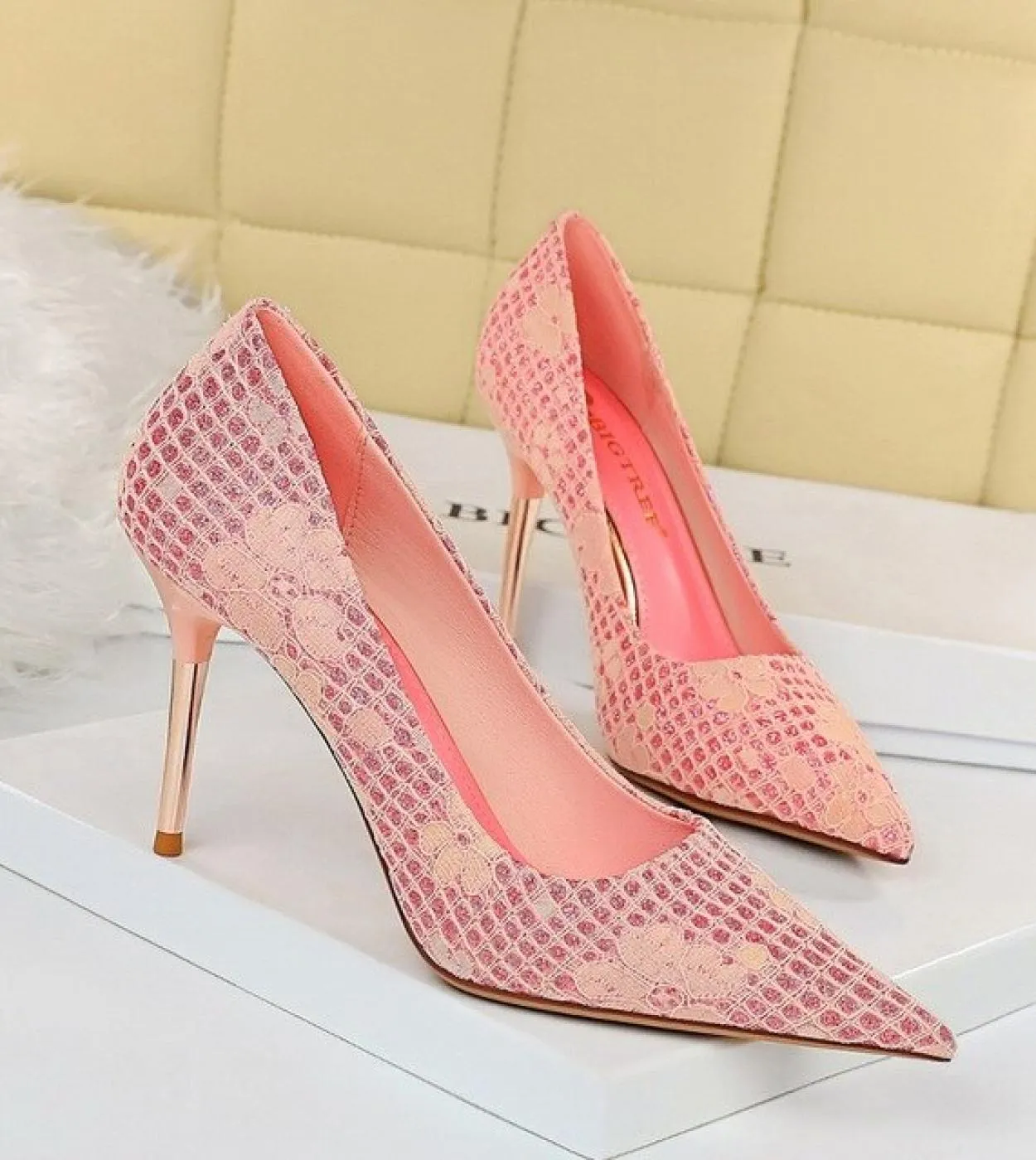 Bigtree Scarpe Paillettes Donna Pompe Scarpe da sposa Donna Tacchi a spillo 95cm Scarpe a punta Tacchi alti Scarpe da donna Par