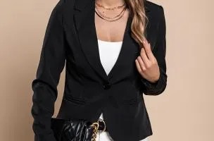 Blazer con scollo classico Softina, nero