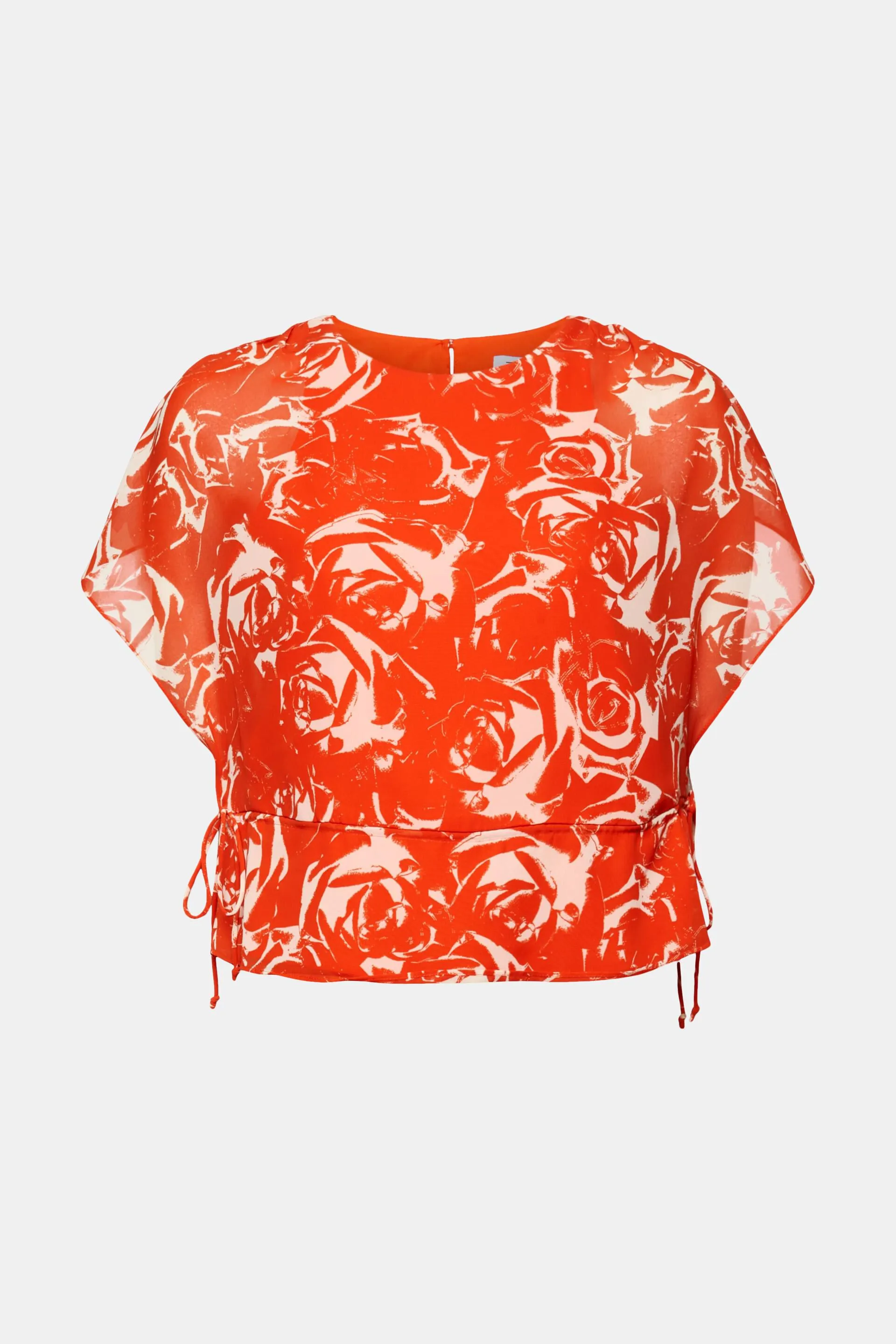 Blusa in chiffon con coulisse e stampa