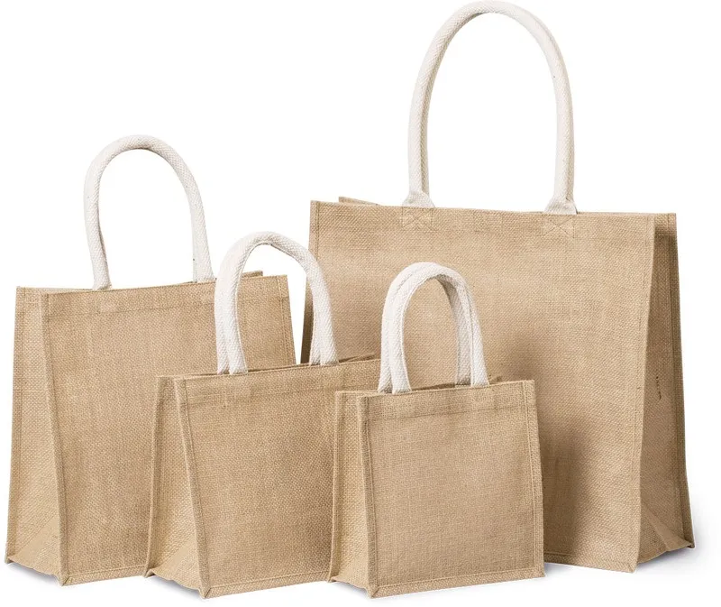 Borsa Basket Style In Tessuto Di Iuta, Modello Medio