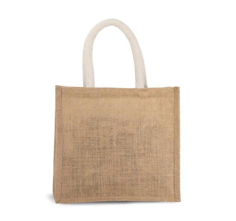 Borsa Basket Style In Tessuto Di Iuta, Modello Medio