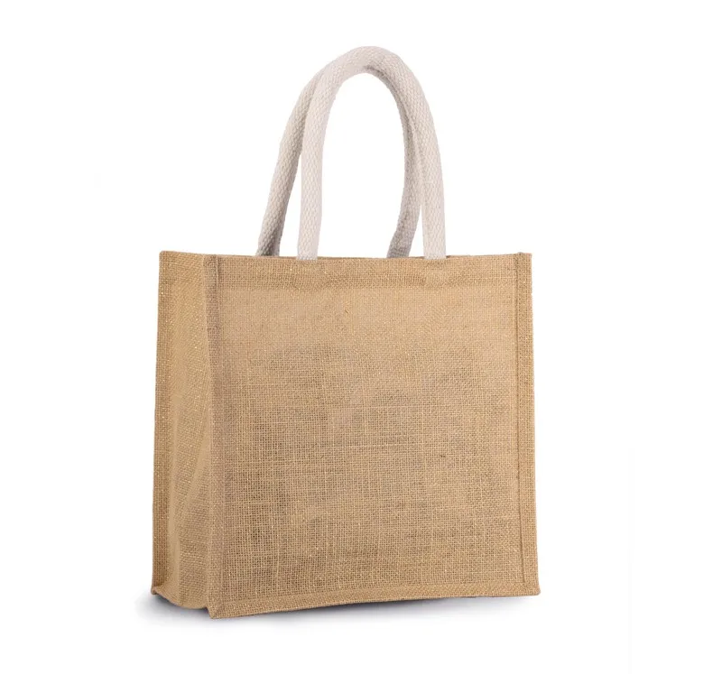 Borsa Basket Style In Tessuto Di Iuta, Modello Medio