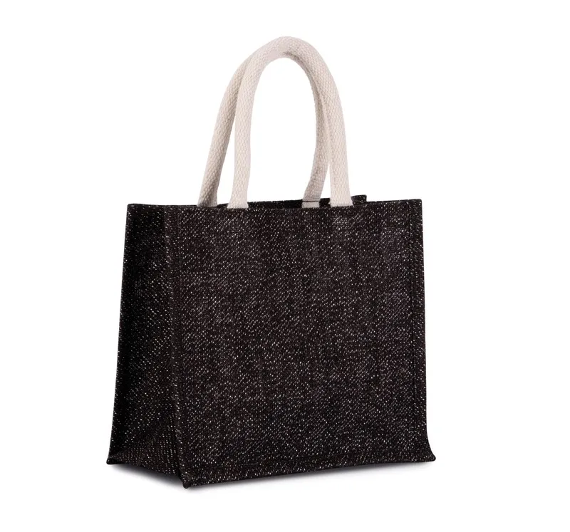 Borsa Basket Style In Tessuto Di Iuta, Modello Medio