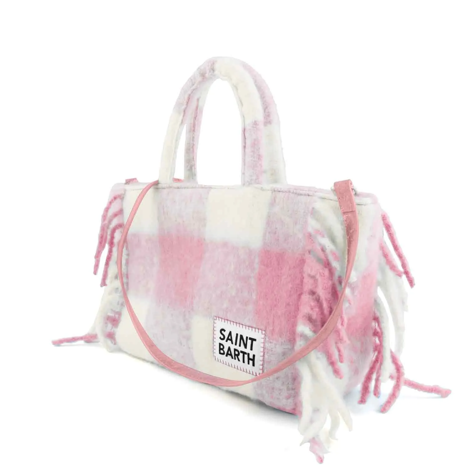 Borsa Colette Blanket Rosa E Bianca A Quadri