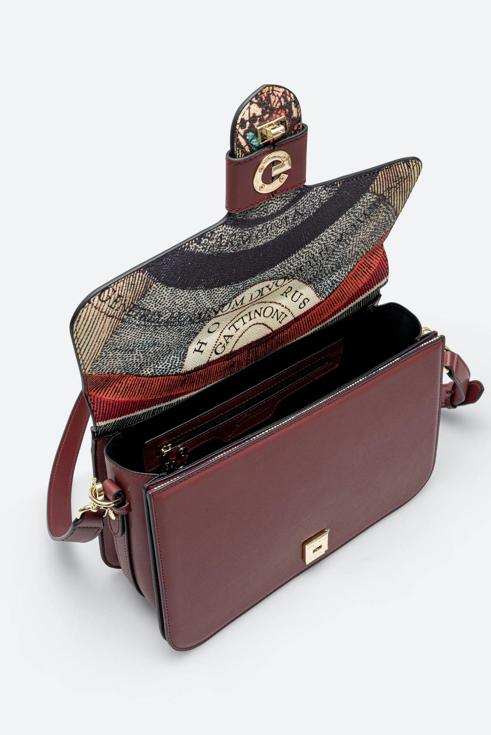 Borsa July Medium in Pelle con Flap colore Bordeaux