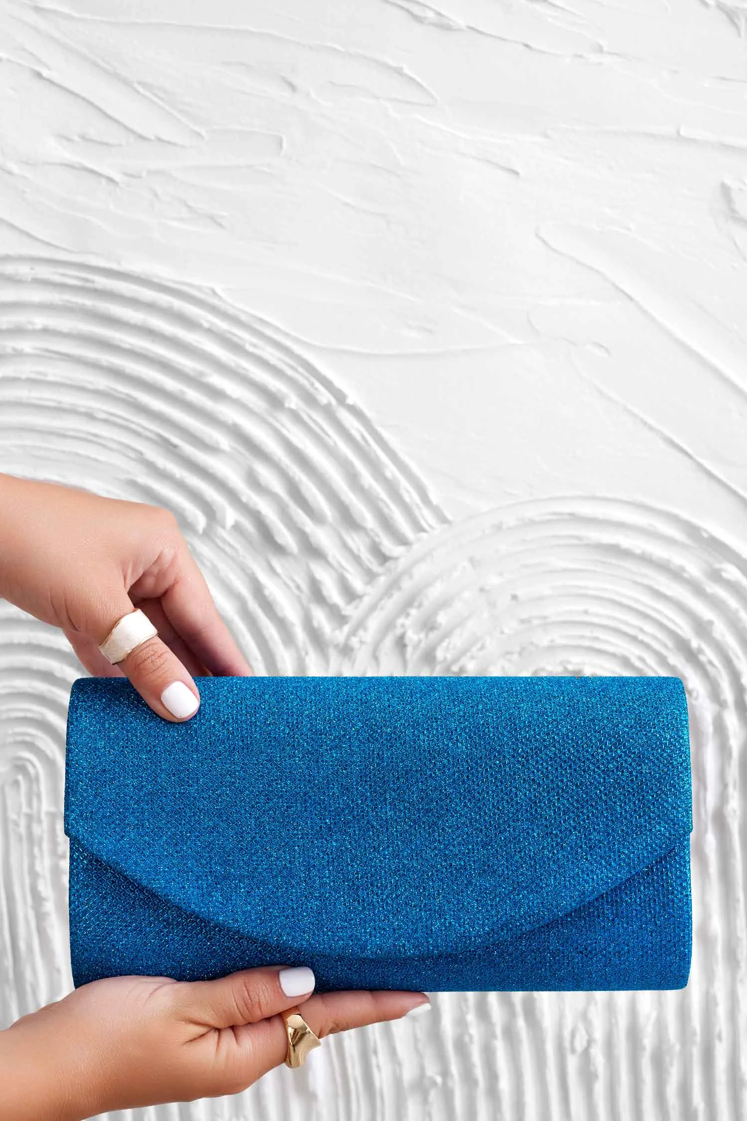Borsa pochetta blu B220 in tessuto laminato