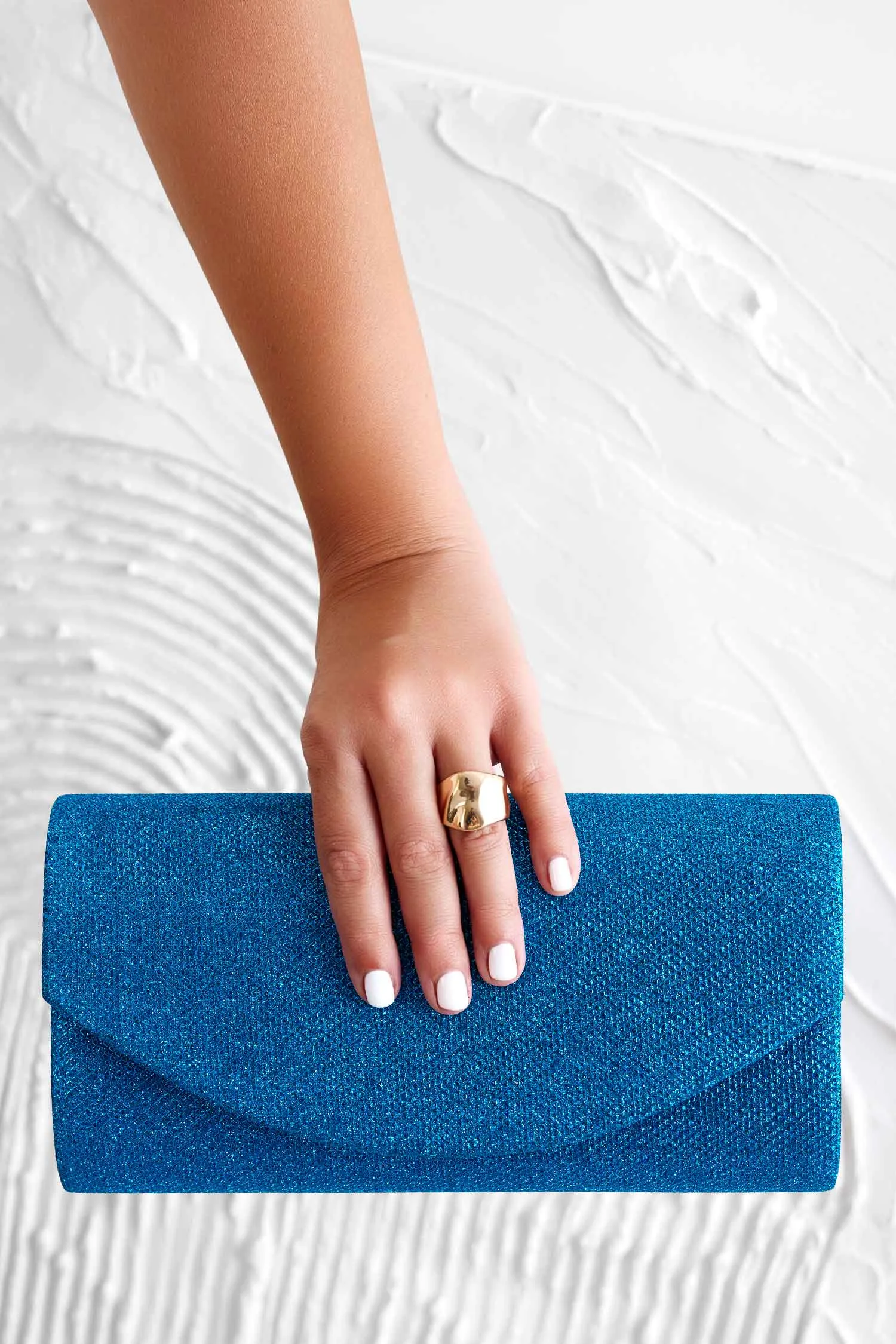 Borsa pochetta blu B220 in tessuto laminato