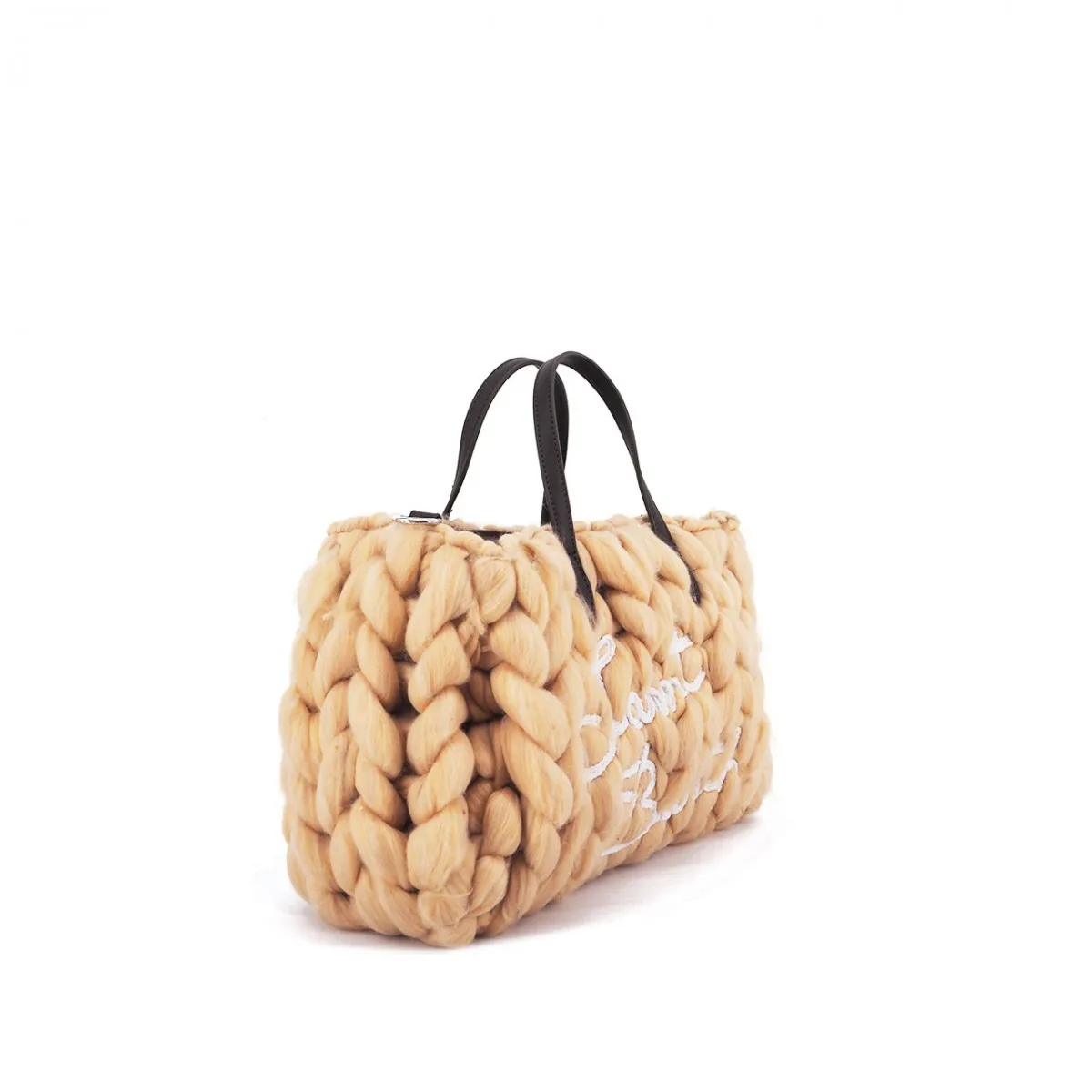 Borsa Vivian W S in Tessuto Intrecciato, Marrone