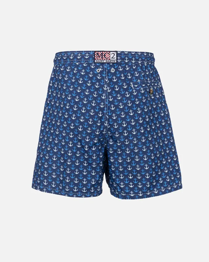 Boxer mare blu con stampa ancore