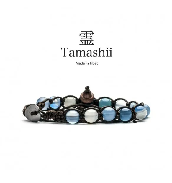 Bracciale Tamashii agata blu chiara striata bhs900-84