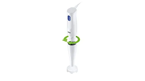 Braun Frullatore a Immersione MQ10.001PWH + Bicchiere graduato 600ml, Minipimer Leggero, Sistema EasyTwist per cambiare facilmen
