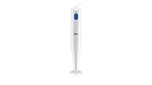 Braun Frullatore a Immersione MQ10.001PWH + Bicchiere graduato 600ml, Minipimer Leggero, Sistema EasyTwist per cambiare facilmen