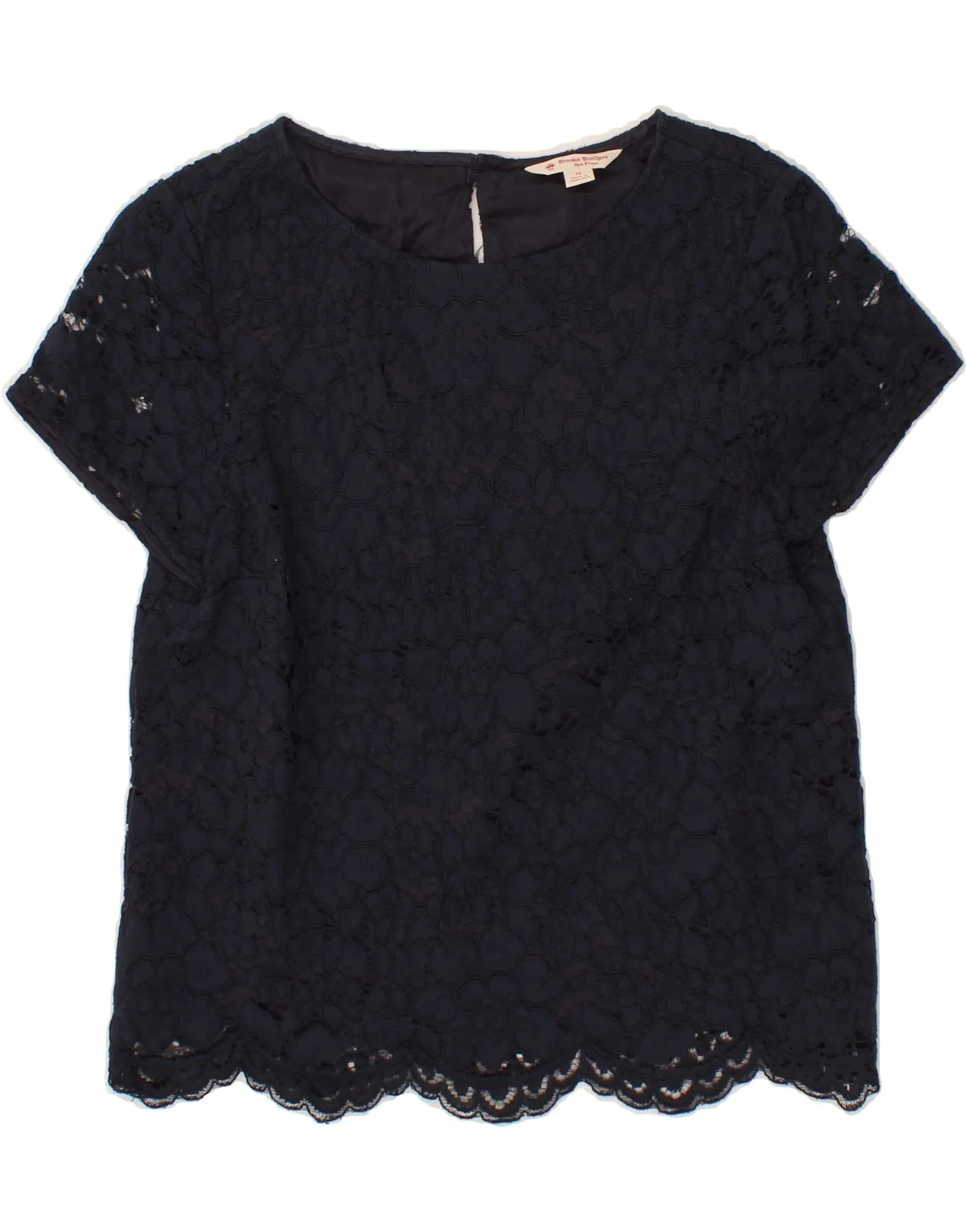 BROOKS BROTHERS Womens Blouse Top UK 10 Small Navy Blue Floral Cotton