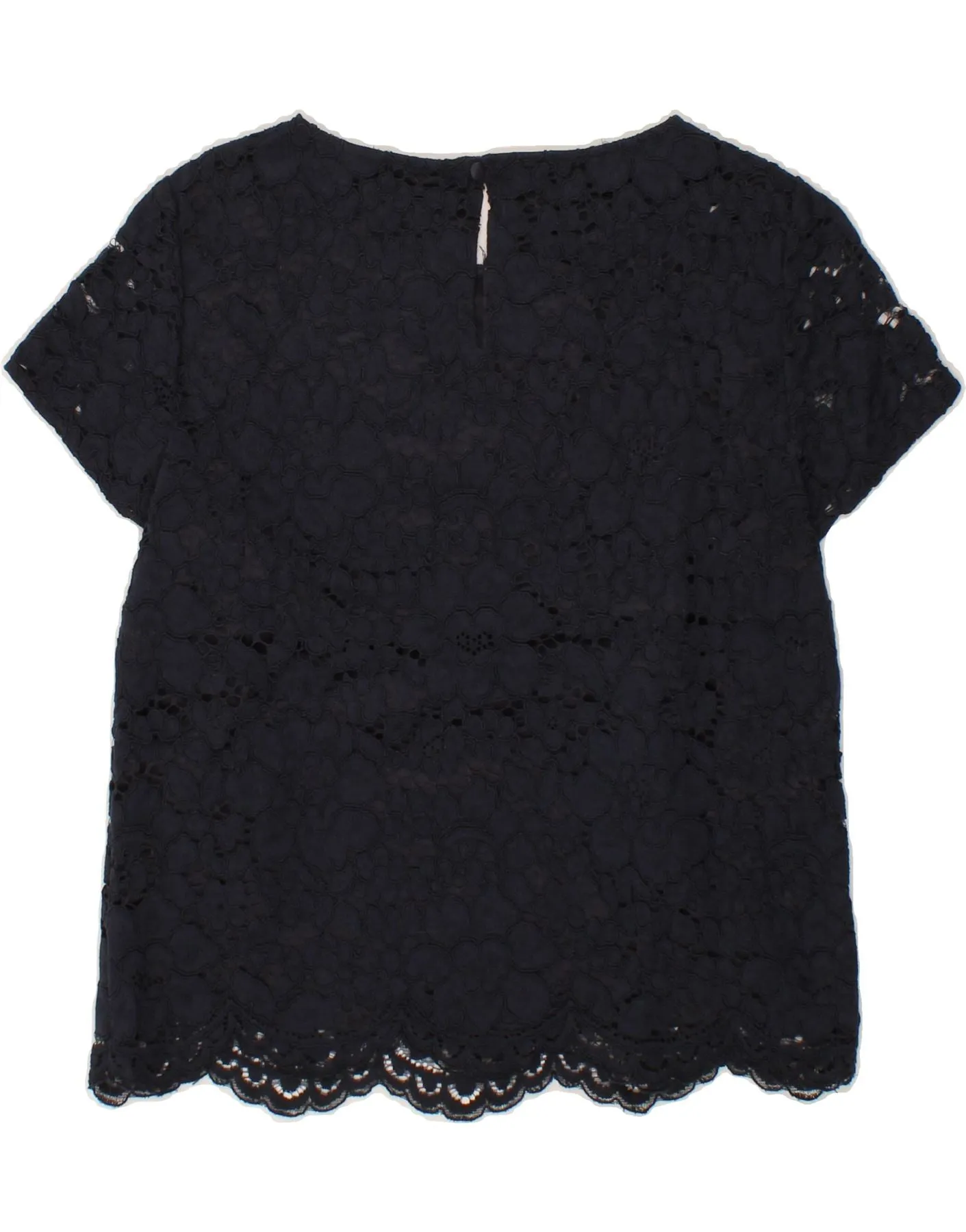 BROOKS BROTHERS Womens Blouse Top UK 10 Small Navy Blue Floral Cotton