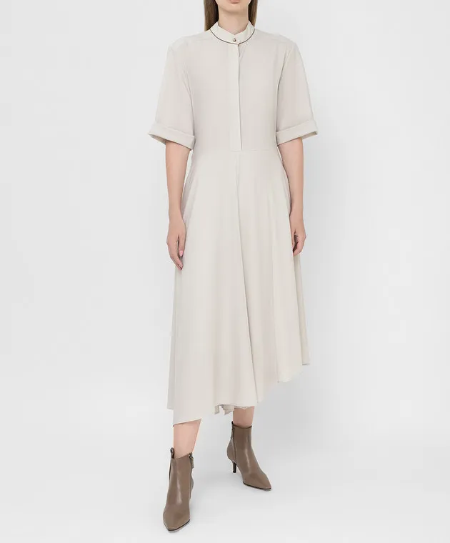 Brunello Cucinelli Abito in lana beige chiaro MP163A4622