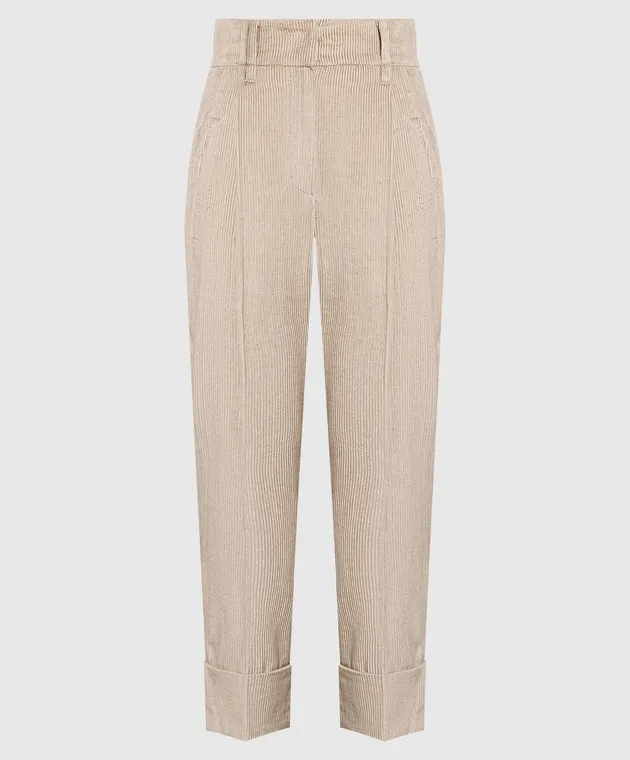 Brunello Cucinelli Pantaloni in velluto a coste beige ChangeClear MP518P8105