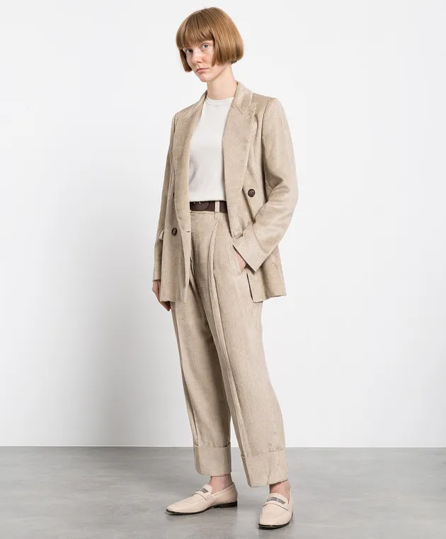 Brunello Cucinelli Pantaloni in velluto a coste beige ChangeClear MP518P8105