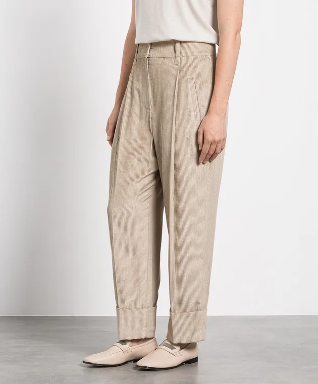 Brunello Cucinelli Pantaloni in velluto a coste beige ChangeClear MP518P8105