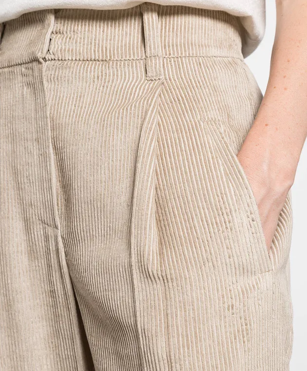 Brunello Cucinelli Pantaloni in velluto a coste beige ChangeClear MP518P8105
