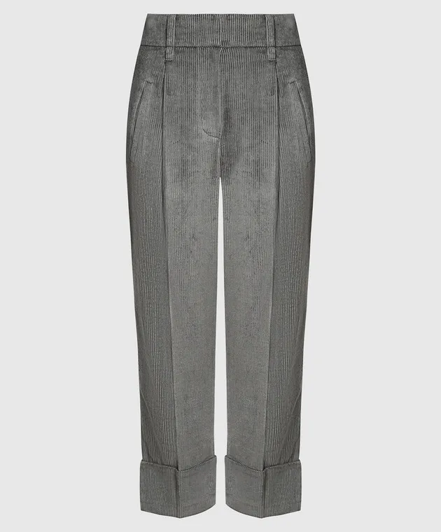 Brunello Cucinelli Pantaloni in velluto a coste verde oliva MP518P8105