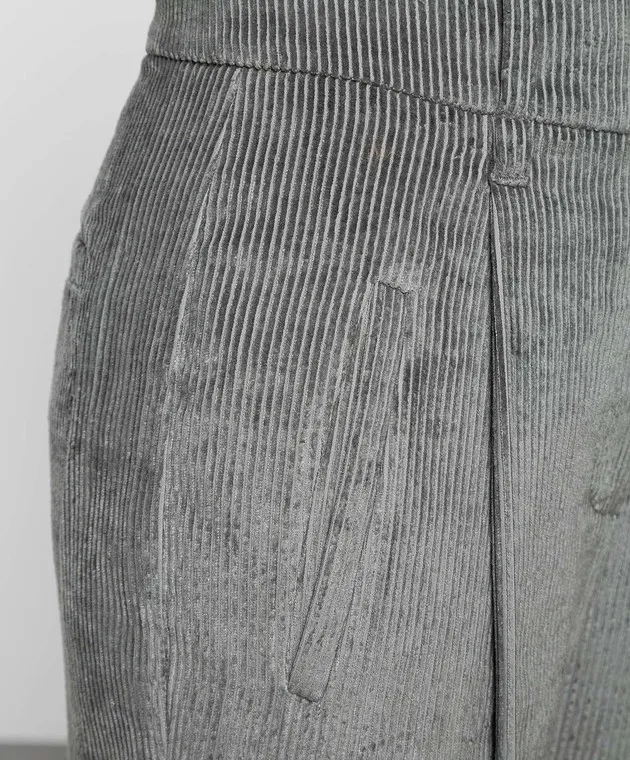 Brunello Cucinelli Pantaloni in velluto a coste verde oliva MP518P8105