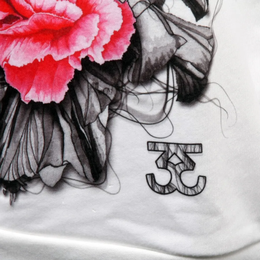 C0099 felpa donna SWEET MATILDA bianco/nero/fuxia maglia sweatshirt woman