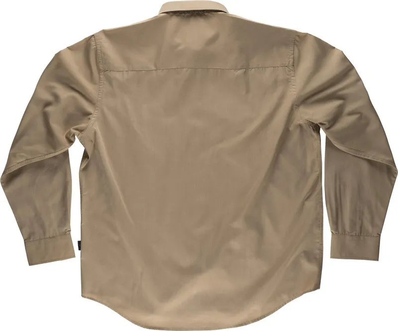 Camicia a maniche lunghe con una borsa sul petto Beige