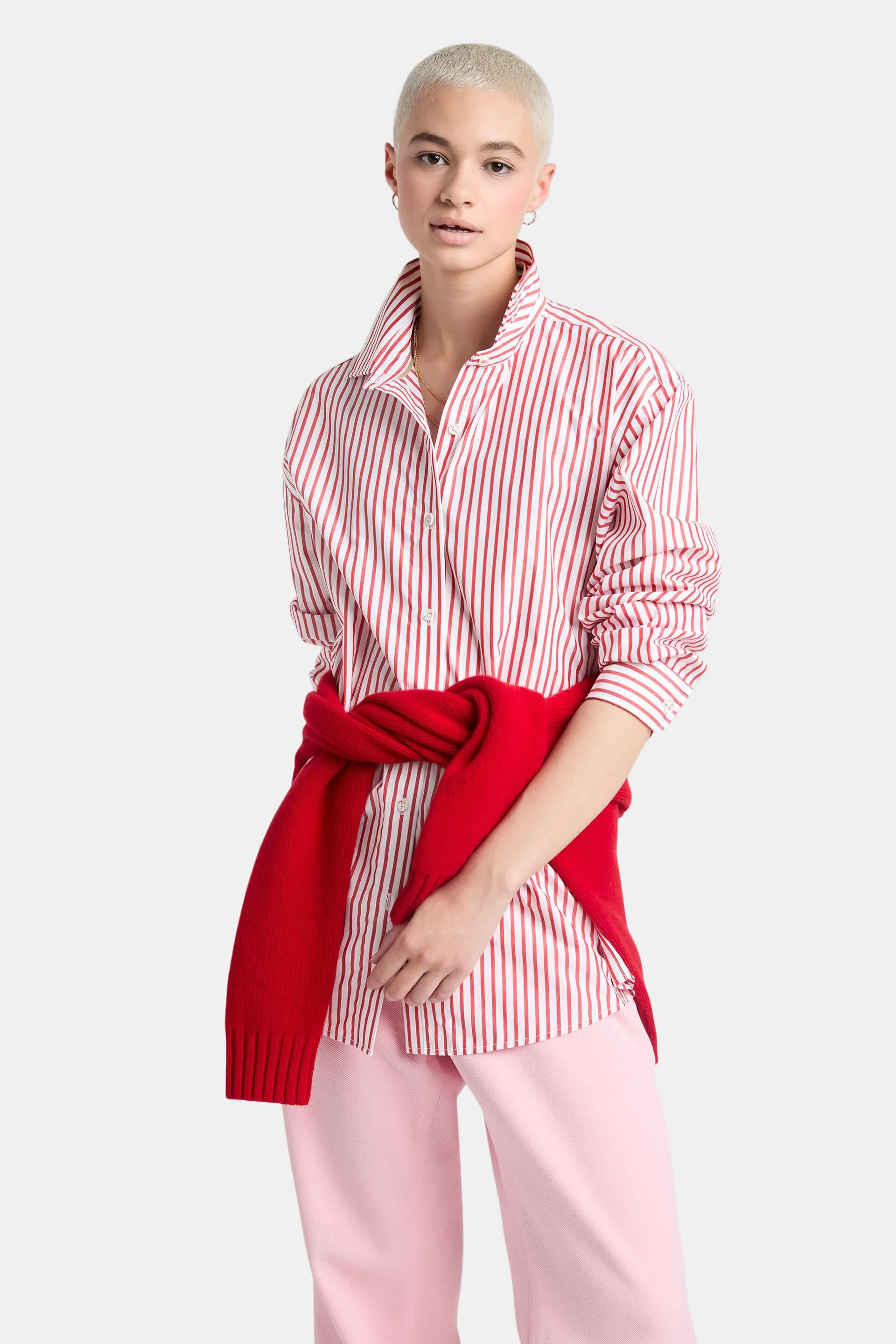 Camicia a righe in popeline di cotone
