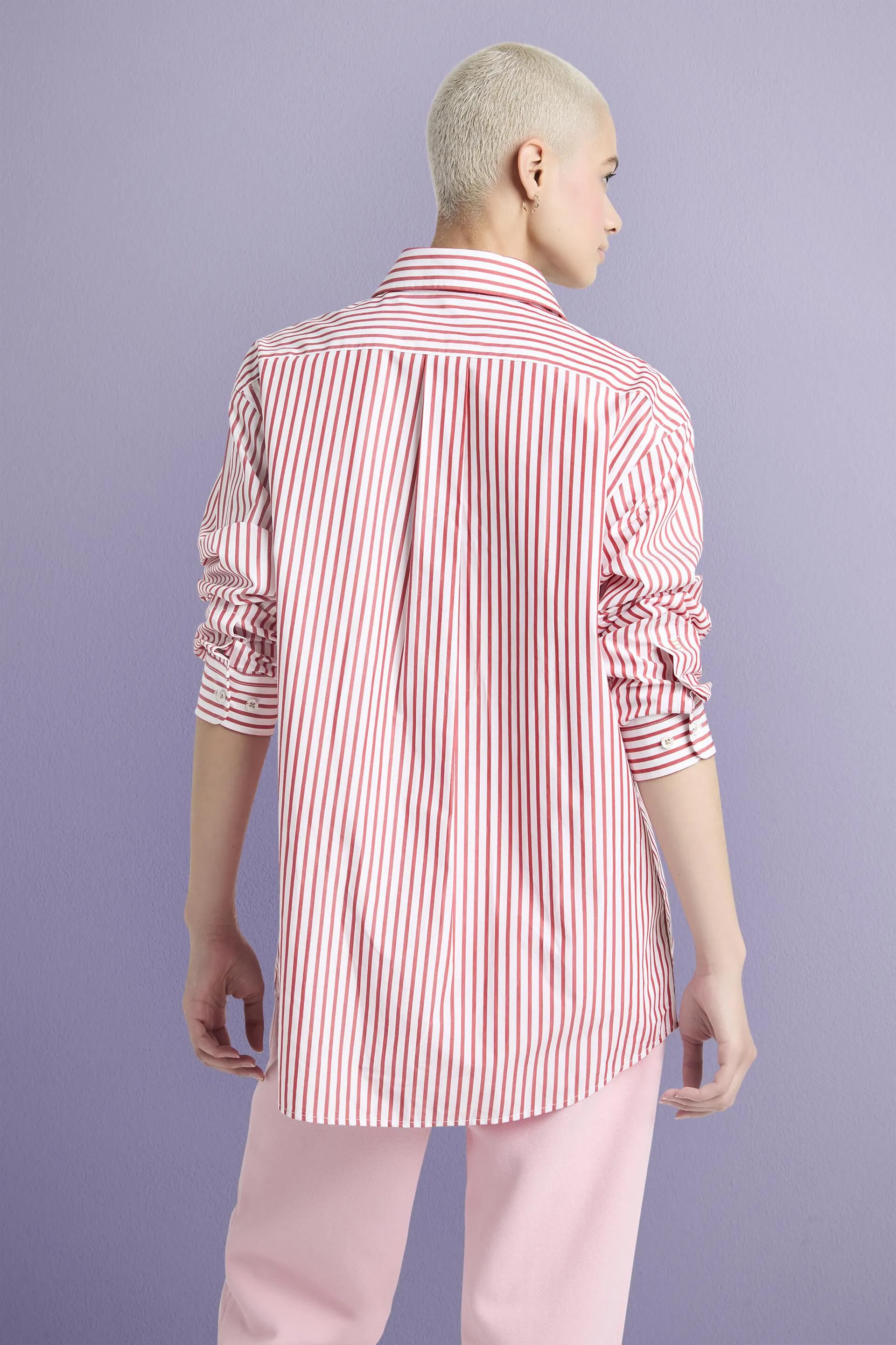 Camicia a righe in popeline di cotone