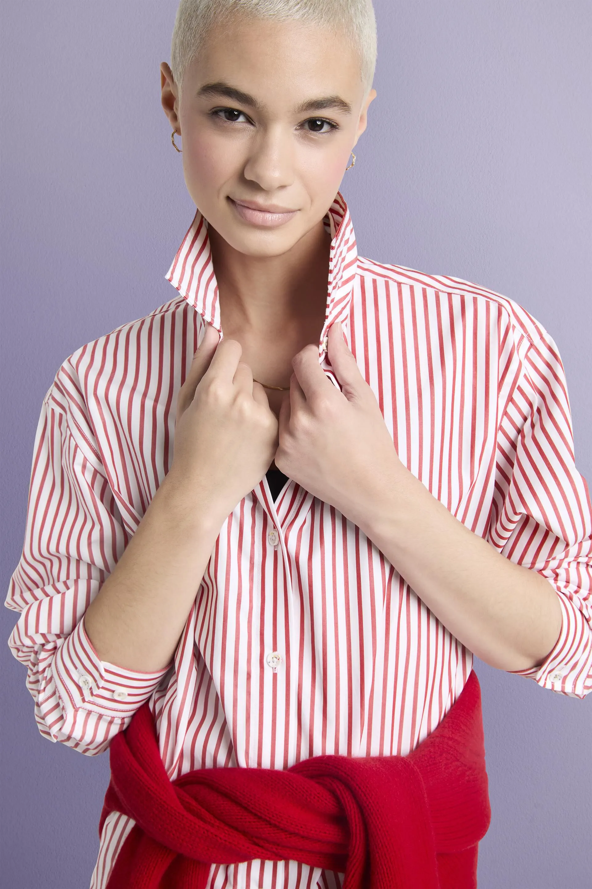 Camicia a righe in popeline di cotone