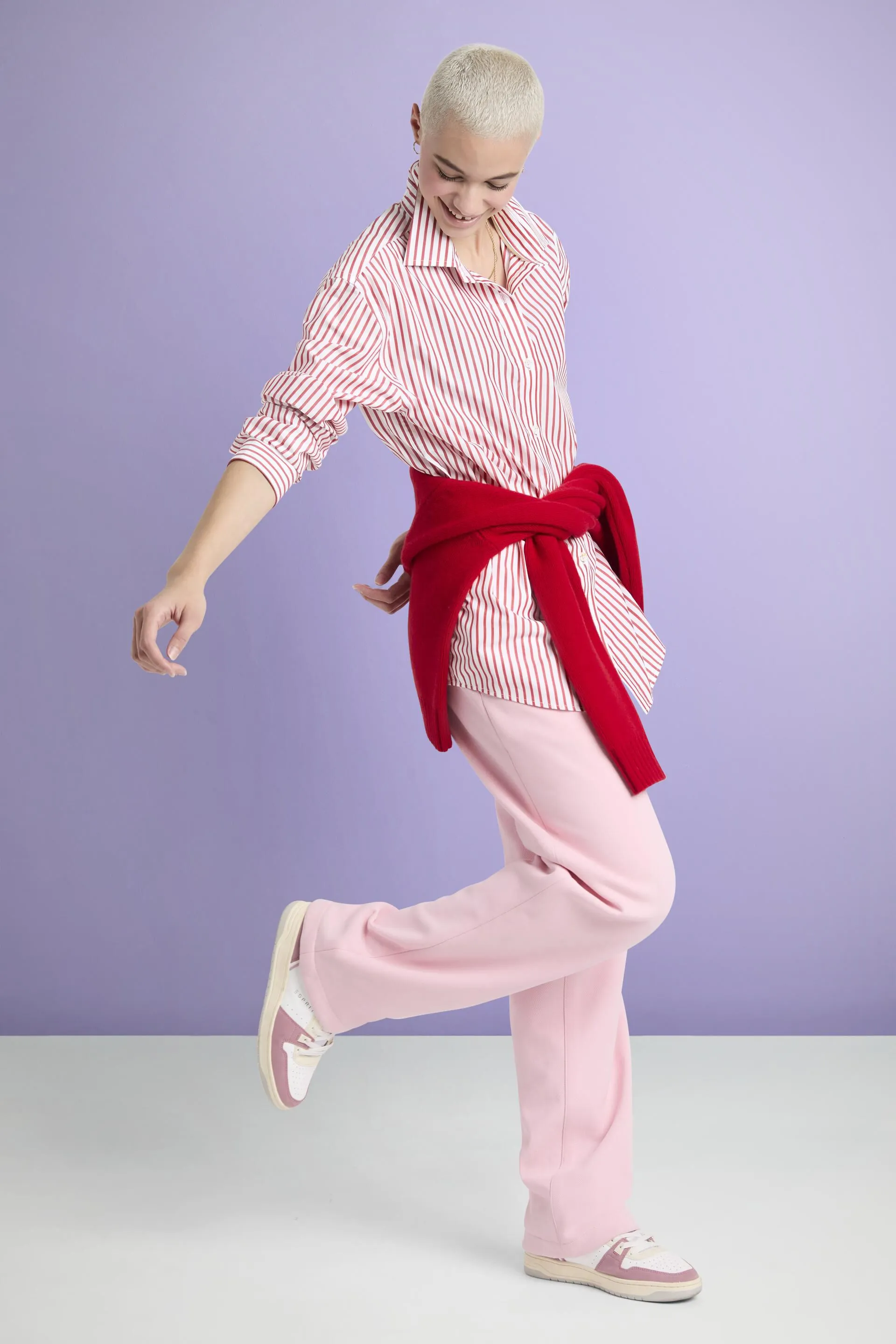 Camicia a righe in popeline di cotone