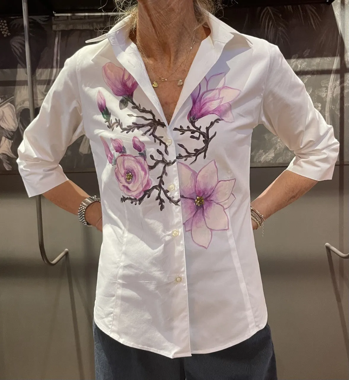 Camicia manica 3/4 dipinta a mano